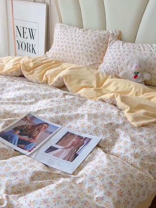 云纱棉A类有氧提花四件套床单款单双人三件套透气被套#床上四件套 #提花四件套 #双层纱四件套 #小清新四件套