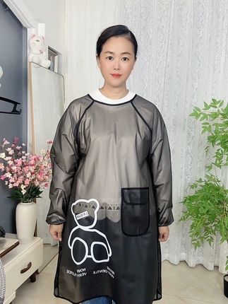 【防水防油围裙一擦即净免洗水产理发店工作服家用厨房TPU长袖罩衣】#围裙罩衣#防水防油#面料柔软舒适 #厨房好物 #实用好物