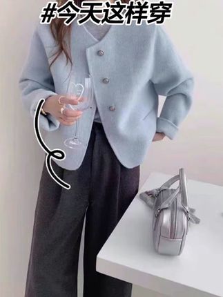 2025年小香风双面羊绒大衣女短款气质韩版圆领羊毛呢外套百搭新款 #高级感穿搭 #显瘦穿搭 #今天穿什么 #穿搭 #热点