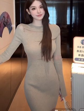 FAY【极致浪漫】小众设计感镂空欧根纱性感针织秋季包臀连衣裙#气质优雅大方 #连衣裙 #秋季新款 #连衣裙 #秋冬新款