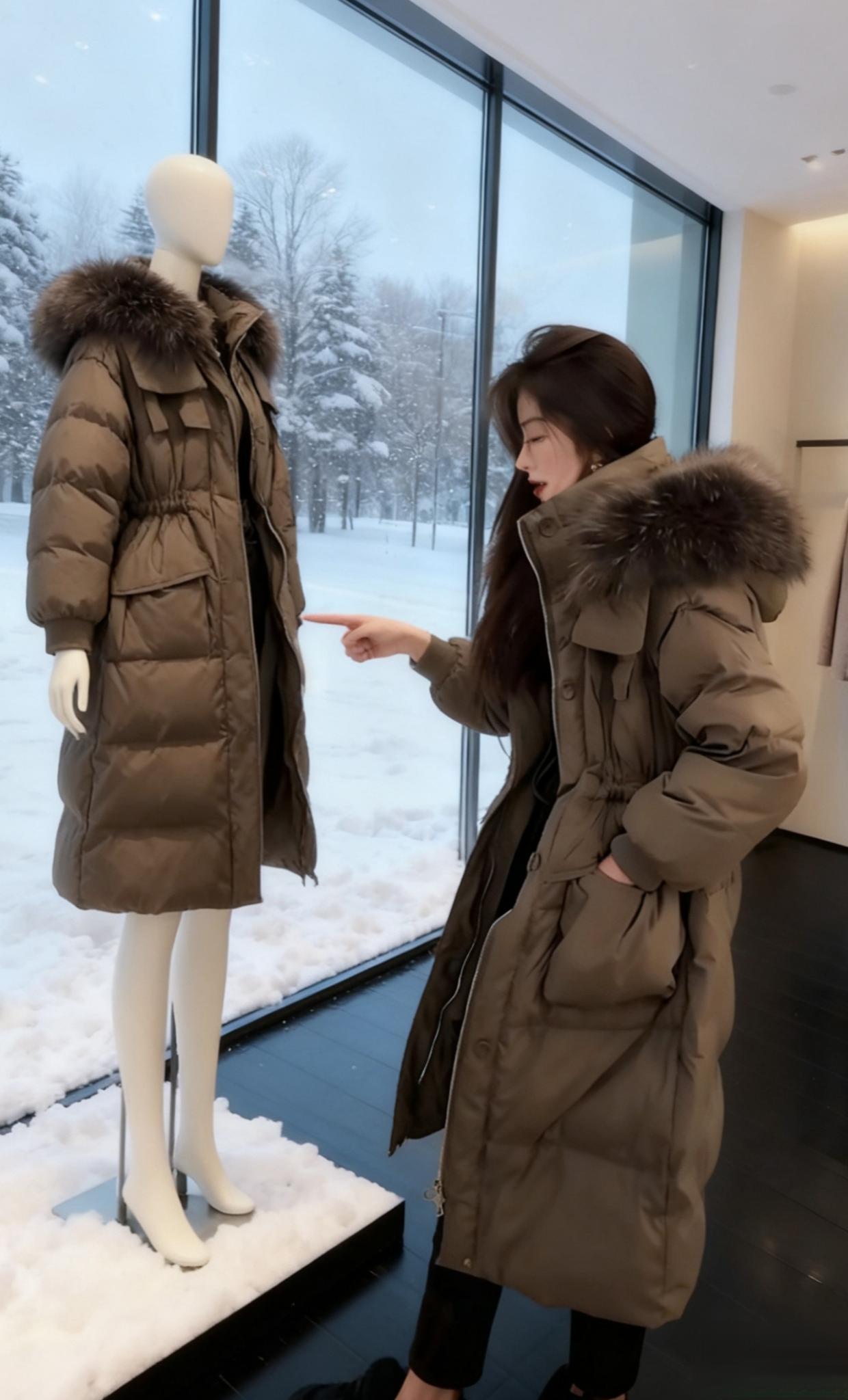 高级显瘦中长款棉服外套。#保暖穿搭 #中长款羽绒服 #秋冬穿搭 #中长款棉服穿搭 #厚外套给的安全感