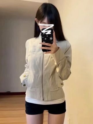 美式复古夹克外套女 初秋2025新款早春秋季薄款短款拉链开衫上衣#今日穿搭 #女装 #休闲上衣 #外套穿搭 #极简穿搭