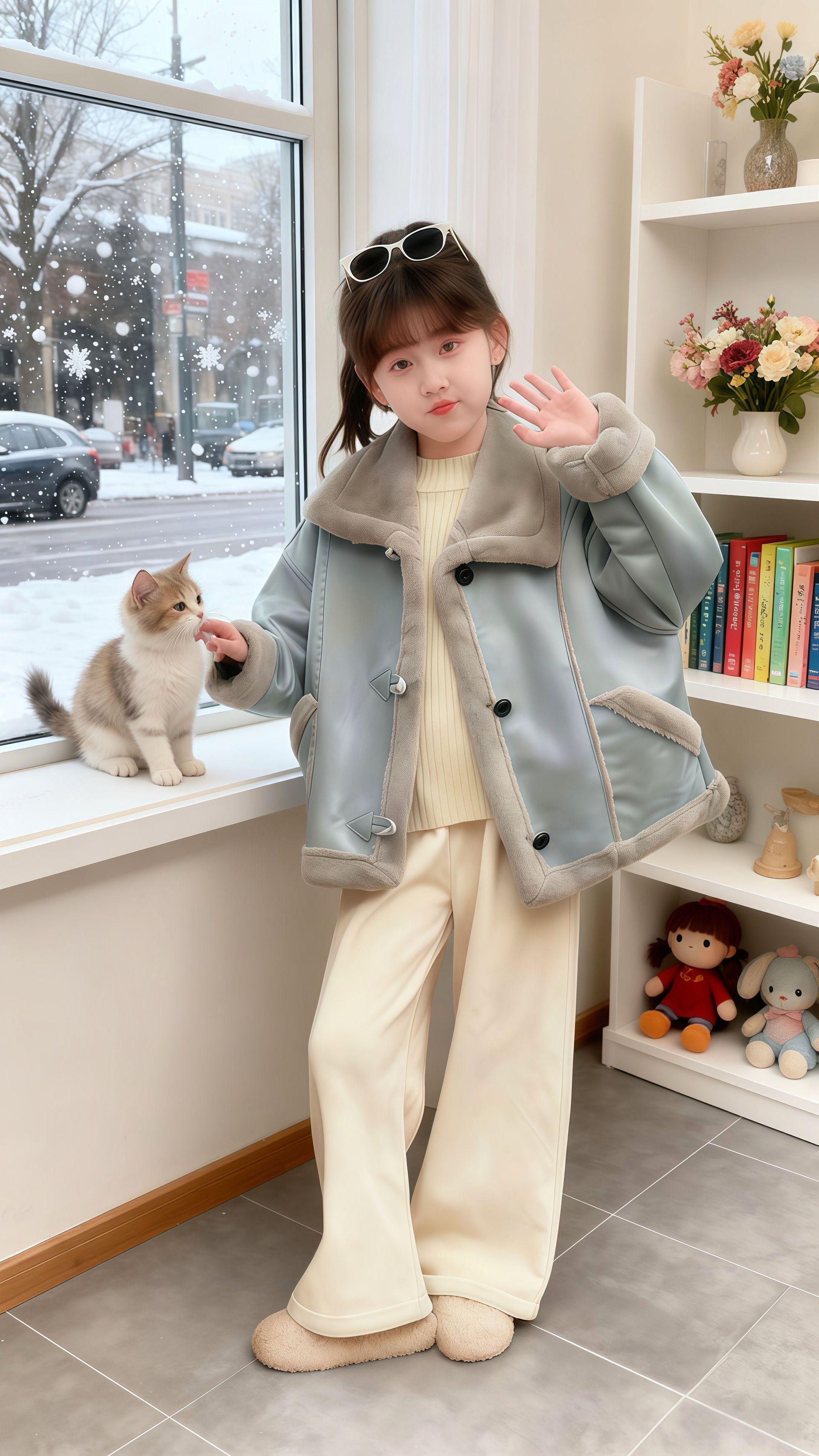 女童加绒保暖外套。#大大方方通勤穿搭 #外套穿搭#早秋穿搭显贵法则 #轻松摆脱路人感的韩系穿搭 #解锁秋季一周色彩灵感穿搭@DOU+上热门 @DOU+小助手