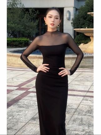 新品弹力网纱拼接女人味连衣裙 #气质女神范儿