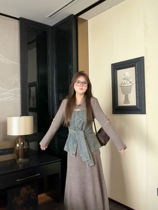 大码女生也能穿出好气质!牛仔外套半裙套装太百搭了 #大码女装 #显瘦穿搭 #套装 #气质穿搭 #秋冬才是胖妹妹的穿搭舒适区