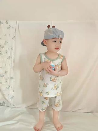 婴儿分体内衣宝宝背心短裤纯棉a类无骨睡衣夏季薄款儿童套装衣服 #萌娃穿搭 #人类幼崽 #背心短裤套装 #宝宝 #高品质童装