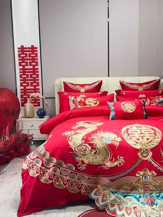 婚房必备!全棉刺绣四件套,喜庆又温馨! 、