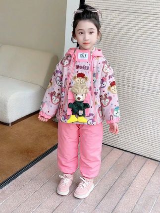 女童卡通小熊棉服套装上新啦#女童套装 #女童棉衣 #女童棉服 #女童冬装