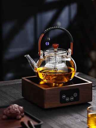 蒸煮一体煮茶壶套装 #煮茶壶套装#泡茶壶高硼硅玻璃材质