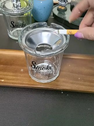 【两只装】带盖子防飞灰玻璃烟灰缸大容量家用客厅办公个性烟盅 #烟灰缸 #烟盅