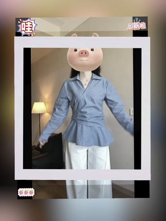 大码侧边纽扣衬衫 #韩系收腰 #显瘦条纹 #秋季上衣