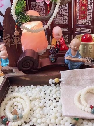 【步步莲升】老师父手工制作奶黄白玉菩提双圈手串手持9/6mm不碰水#菩提手串 #手工饰品 #步步莲升 #奶黄白玉菩提 #双圈手串