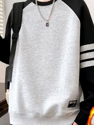 儿子看一眼就喜欢上的卫衣来啦 秋冬季男生美式新款宽松休闲圆领加绒加厚卫衣潮流条纹拼色打底衫#青少年卫衣 #秋冬男生卫衣 #加绒加厚卫衣 #青少年打底衫 #男生穿搭