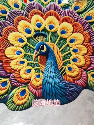 这个孔雀地垫是真好看,就像家里养了一只孔雀一样!#好物推荐🔥 #高端大气 #进门地垫