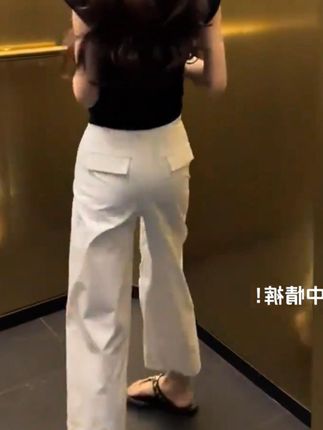 白色九分直筒西装裤女夏季薄款大码胖mm显瘦高腰小个子窄版阔腿裤