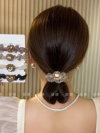 网纱发圈高级感头绳女气质百搭扎头发绳网红马尾皮筋发饰#这也太好看了 #美出高级感 #头饰发饰 #网纱发圈高级 #精致女人必备