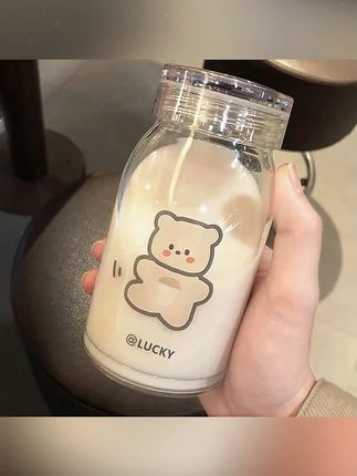 Allwell/2025新款网红玻璃杯女学生水杯便携牛奶咖啡早餐豆浆杯子#好物推荐🔥 #玻璃杯 #早餐杯