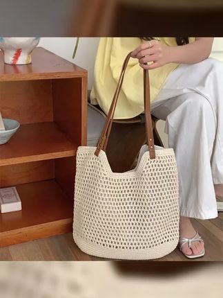 夏季新款托特包草编包棉绳钩织手工包慵懒风单肩包大容量包2025包 #包包推荐 #夏季新款 #仙女必备好物 #百搭包包 #是时候安排一下了