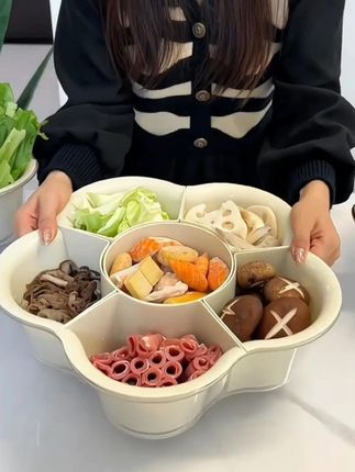 有了这个旋转拼盘,吃火锅再也不用担心桌子放不下了~#火锅拼盘 #在家吃火锅 #火锅备菜盘 #妈呀太香了 #Q