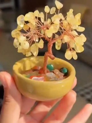 #发财树摆件  水晶原石发财树摆件造型树桌面书房办公室灵摆创意手工生日礼物#水晶发财树  #家居摆件