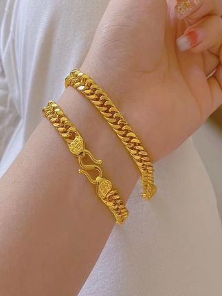 越南沙金款厚金保色古巴侧身马鞭手链仿金手饰时尚ins风男女时尚#首饰分享 #时尚饰品 #饰品搭配