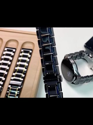 华为Watch5/GT4适配!黑色五株陶瓷表带,耐磨又轻奢 #耐磨表带 #Watch5表带 #黑色轻奢表带 #华为手表带 #五株陶瓷表带