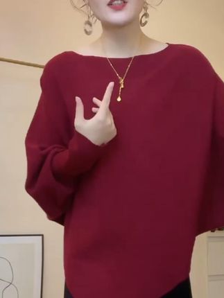 慵懒风V领针织衫毛衣外套2025秋冬新款不规则设计感蝙蝠袖女上衣#显瘦穿搭 #穿出高级感 #品质女装