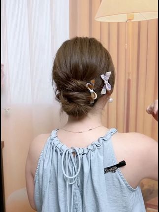 新款甜美蝴蝶结盘发头饰u型发女高级感发簪 #蝴蝶结盘发头饰u型 #头饰发饰 #夏日清凉发型 #饰品分享 #高级感发簪