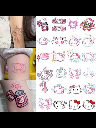HelloKitty纹身套餐贴纸 彩色防水防汗持久仿真 小清新甜酷花臂#纹身贴 #仿真 #贴纸