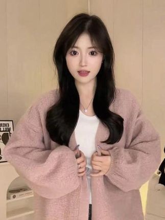 送洗衣袋】泡泡袖树皮纹毛衣外套女秋季新款针织衫宽松韩版慵懒风 #休闲风穿搭 #慵懒风穿搭 #ootd日常穿搭 #春秋穿搭 #舒适好穿