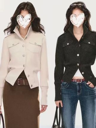 美式设计感收腰立领外套女秋季爆款显瘦修身夹克复古通勤百搭上衣#通勤搭配 #小众设计感 #时髦精 #显瘦 #面料柔软舒适