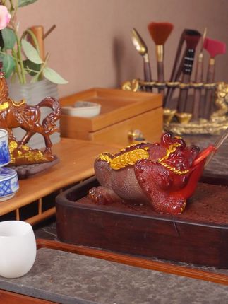 玩一天都不腻!放在茶桌上当个精致摆件,性价比超高 #茶宠摆件