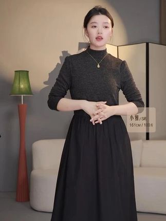 流光风拼接百搭长袖连衣裙#秋季穿搭 #优雅气质