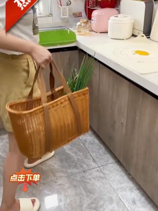 SUFU仿藤编草编织篮购物买菜篓洗澡水果蔬菜收纳筐野餐大号花篮子#SUFU收纳筐 #仿藤编篮子 #购物菜篓 #水果收纳 #野餐篮子