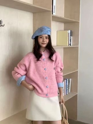 慵懒风毛针织衫开衫时尚ins翻领针织宽松网红长袖#穿出高级感#显瘦遮肉#出游穿搭#甜系女孩#上衣