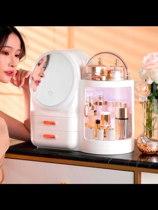 【兴起双子】防尘化妆品收纳盒带化妆镜一体箱梳妆化妆台置物架盒子#化妆品收纳盒 #带镜一体 #梳妆置物 #兴起双子 #化妆台好物
