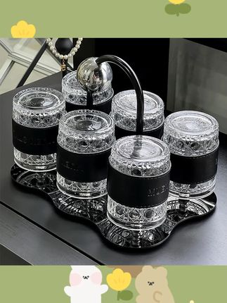 玻璃冷水杯套装凉水杯玻璃杯家用轻奢高颜值茶杯收纳架创意水杯架#玻璃冷水杯 #水杯套装 #高颜值茶杯 #创意水杯架 #家用好物