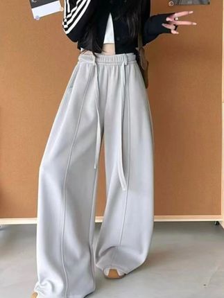 复古弯刀裤女2025年新款琥珀流光风口袋宽松显瘦百搭阔腿裤子卫裤#高腰收腹提臀裤#秋季上新款#显瘦穿搭#面料柔软舒适#裤子