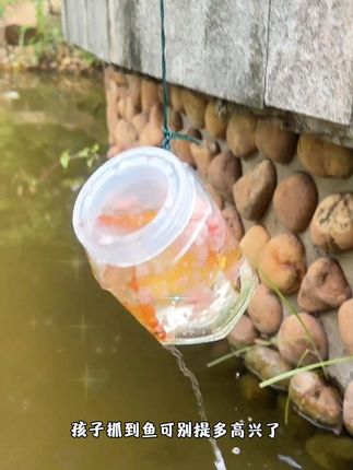 #摸鱼抓虾 #带娃好物 以为是智商税,没想到真能抓到鱼!带娃摸鱼太快乐啦#抓鱼瓶 C