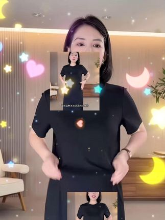 飒柔简约夏季t恤裙宽松显瘦黑色连衣裙 #连衣裙分享 #显瘦连衣裙 #优雅气质 #每日分享 #气质女人