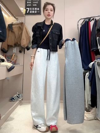 2025秋款刺绣小标云感织带裤高定马卡龙美式无痕腰休闲弯刀阔腿裤#显高显瘦显腿长 #阔腿裤推荐 #裤子穿搭 #女生穿搭 #穿出自己的风格