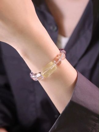 天然紫水晶圆珠手串白水晶黄水晶原石手饰饰品小众设计新中式手链#仙女必备 #招财 #转运 #礼物 #天然水晶