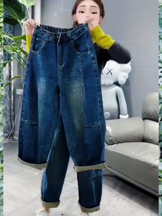 梨形身材秋季宽松老爹裤女款爆款百搭显瘦哈伦牛仔裤遮肉 宽松显瘦#牛仔裤 #显高显瘦显腿长 #百搭裤子 #老爹裤 #牛仔裤穿搭