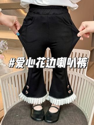 女宝秋季黑色喇叭裤洋气款0-1-3-6岁,面料微弹不紧绷! #萌宝穿搭 #女童裤子 #女童裤子春秋款 #女童喇叭裤打底裤 #百搭裤子 女童裤子儿童休闲裤春秋2025新款女宝黑色喇叭裤洋气春秋百搭裤子 宝宝微喇裤春秋款1-3岁外穿