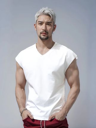 宽肩背心棉速干T恤男宽松健身V领潮流夏季背心男款爆款2025新款 #男士背心 #男装搭配 #男装穿搭 #品质男装