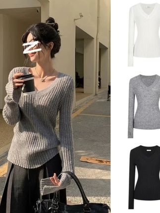 早秋刚需!坑条 V 领针织衫超显脸小,收腰显瘦不贴肉,薄款打底外穿都绝#v领针织衫 #秋季穿搭 #收腰显瘦 #大码女装