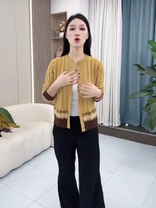 圆领提花针织衫开衫女长袖洋气百搭时尚温柔知性麻花上衣外套 #品质女装 #显瘦遮肉 #洋气减龄 #上衣 #外套