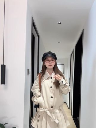 复古氛围感立领风衣连衣裙女2025秋季新款气质收腰显瘦 #品质女装#显瘦穿搭#连衣裙#洋气减龄#修身显瘦