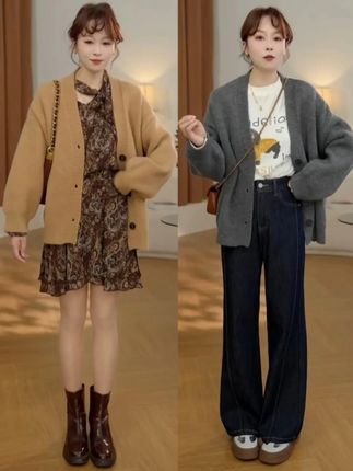 三纽暖秋⑦七七146小个子早秋新款百搭毛衣外套女士针织开衫小美说#显瘦穿搭 #穿出自信穿出美丽 #小个子女生 #通勤搭配 #针织衫