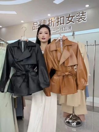 【海宁】女士中长款秋新款大码绵羊皮皮夹克韩版修身显瘦外套潮#穿出高级感 #修身显瘦 #皮衣夹克 #谁穿谁好看 #时尚穿搭